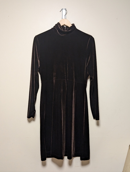 Amanda Smith Dresses & Skirts - Long Sleeve Velvet Mock-Neck Dress in Dark Brown